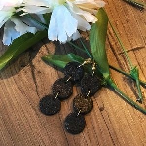 Black with Gold Glitter: Earrings